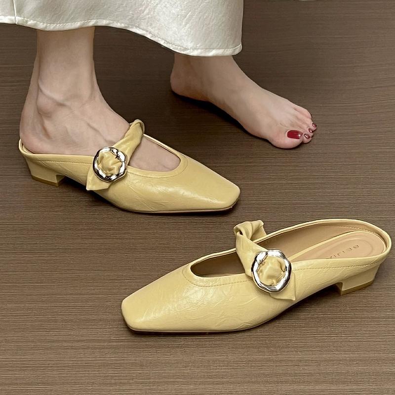 Fashion Women Heeled Slippers Designer Mules Shoes Fashion Woman's Slingback Sandals 2025 Summer Casual Dress Cozy Zapatillas De Mujer