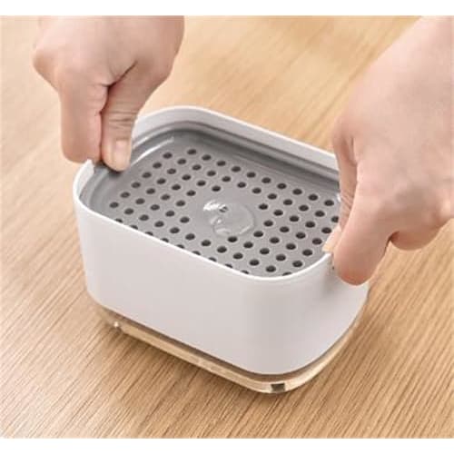 EFFORTS Sponge Holder, Detergent Bottle Dispenser, Sponge Holder for Kitchen, Foaming, One-Hand Operation, Draining Function, Space-Saving, Time-Savin