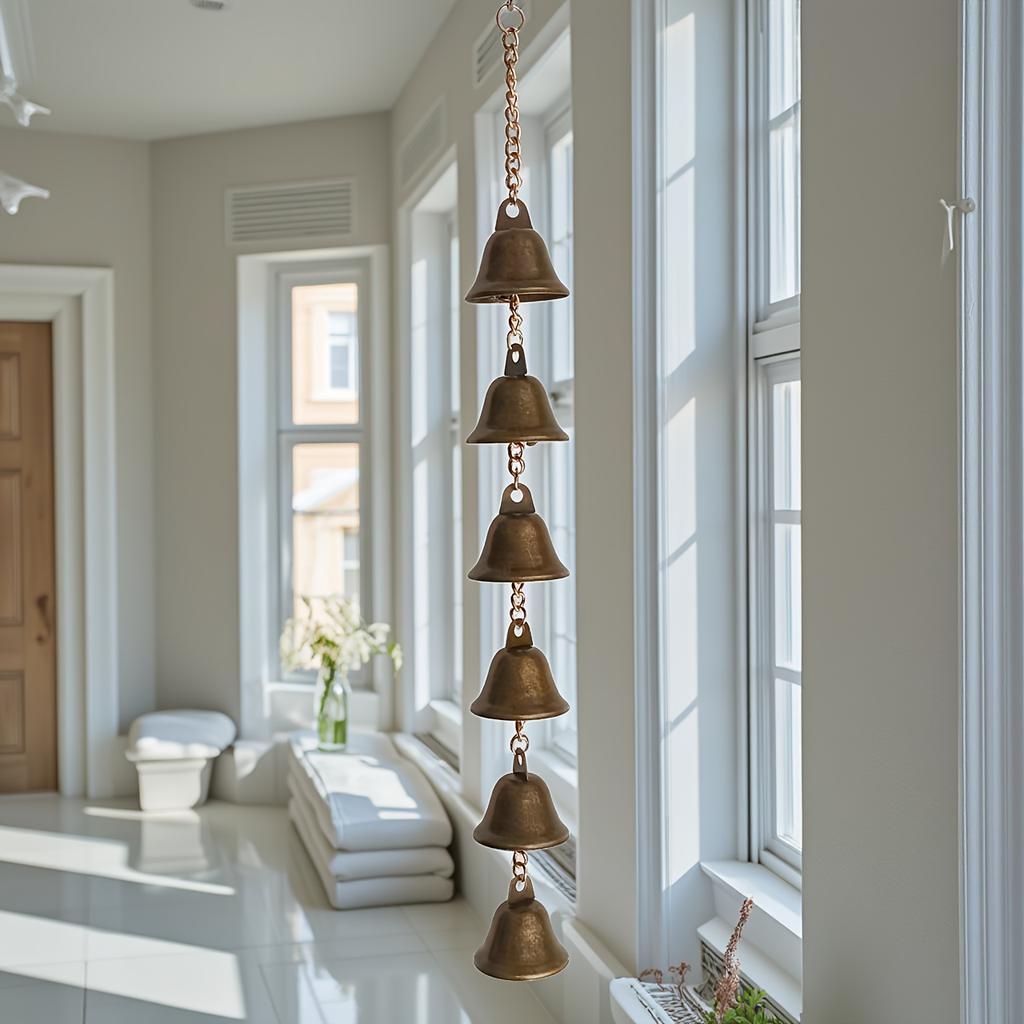 [Artisan Wind Chime] Handcrafted Rustic Iron Wind Chime - Handmade Metal Bell with Decorative Chain | Outdoor Garden & Wall Hanging Ornament