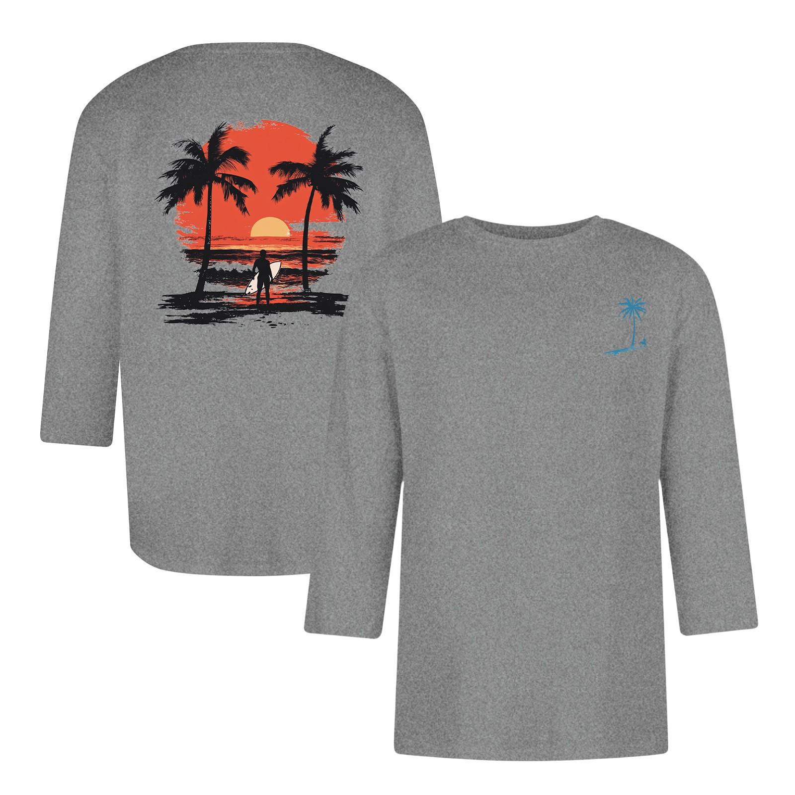 

Мужская повседневная и модная футболка с принтованным воротником и рукавом три четверти XXXL