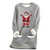 Ladies' Loose And Comfortable Round Neck Christmas Print Thick With Pockets Long Sleeved Top
