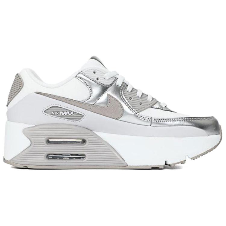 New Nike Air Max 90 LV8 Summit White Vast Grey Metallic Platinum College Grey Women's IB0170-101