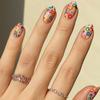 Sweet Floral Nail Art Tips Press-On Nails Rainbow Color Digital Print Acrylic False Women