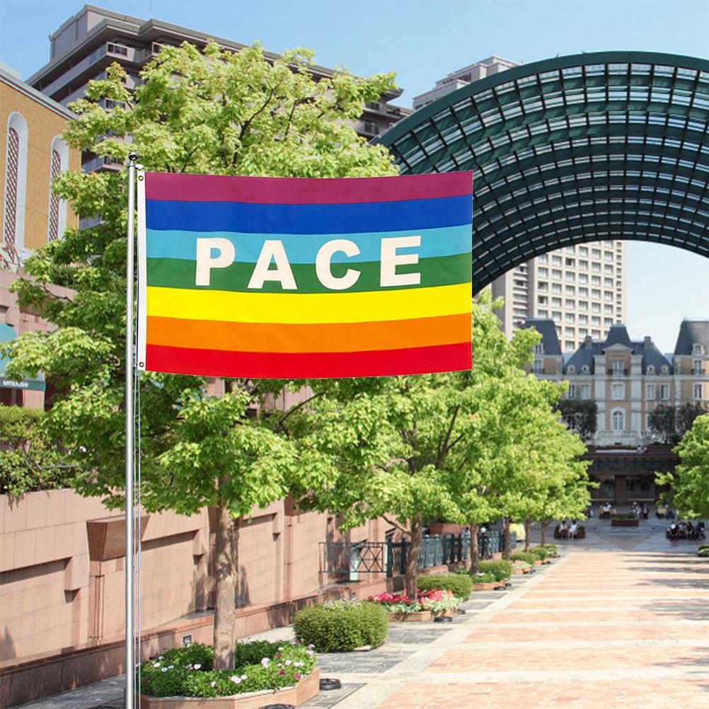 Barevná mírová vlajka polyesterová pacifistická vlajka 90 x 145 cm mírový banner vlajky pro zahradu balkon