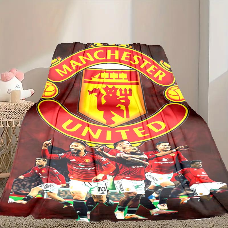 1pc Comfortable Home Print Throw Blanket, Manchester United Manchester City Blanket For Bed and Sofa Use, Special Present For Family