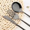 5Pcs Black Cutlery Set Knife Cake Fork Coffee Spoon Dinnerware Stainless Steel Tableware Flatware Western Kitchen Silverware