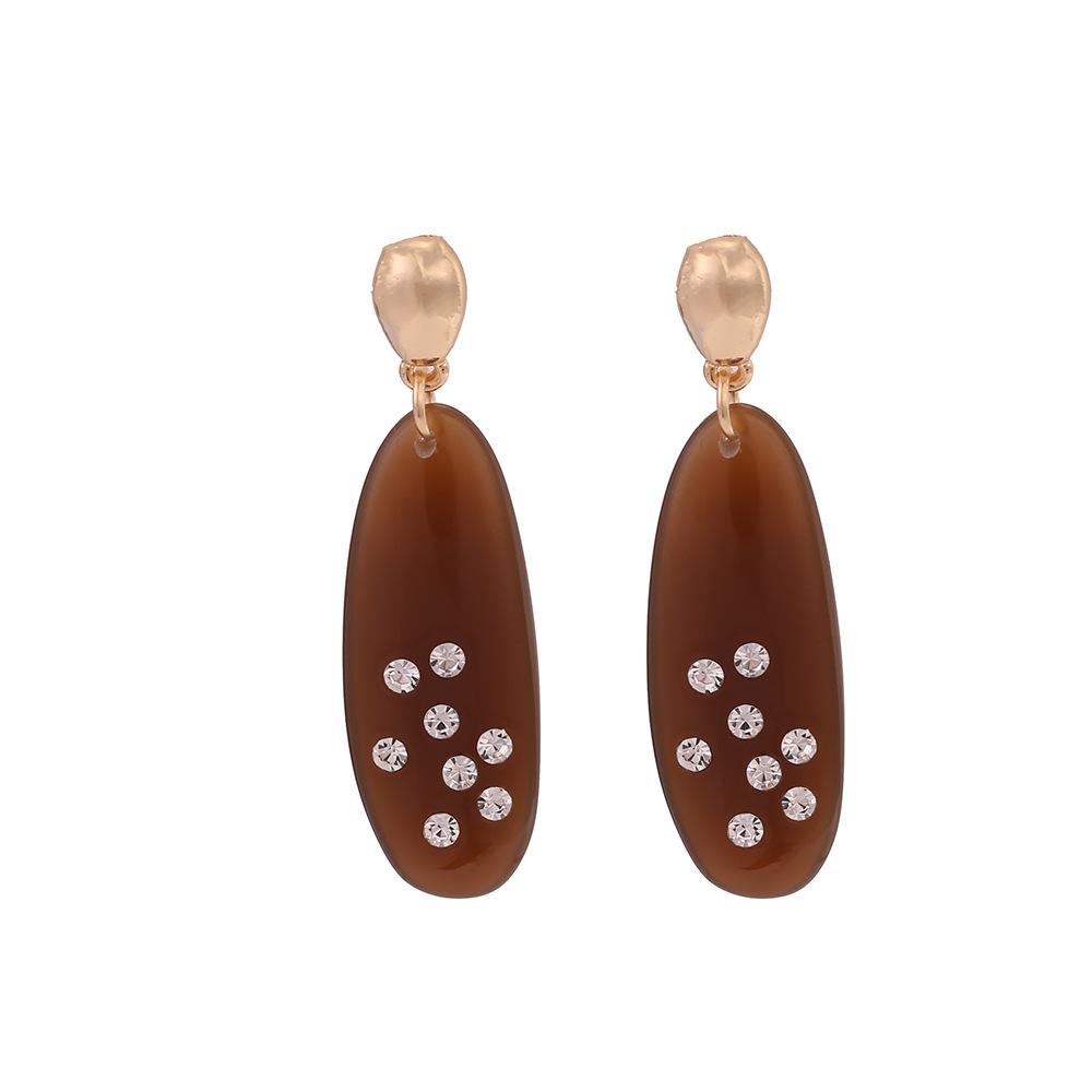 Exaggerated Long Oval Resin Dangle Earrings for Women Ladies Vintage Rhinestone Colored Water Droplet Earrings Jewelry Wholesale