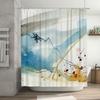 Artistic Watercolor Shower Curtain Bath Decor with Abstract Design for Bathroom Blue Green Yellow Pink Black Red White