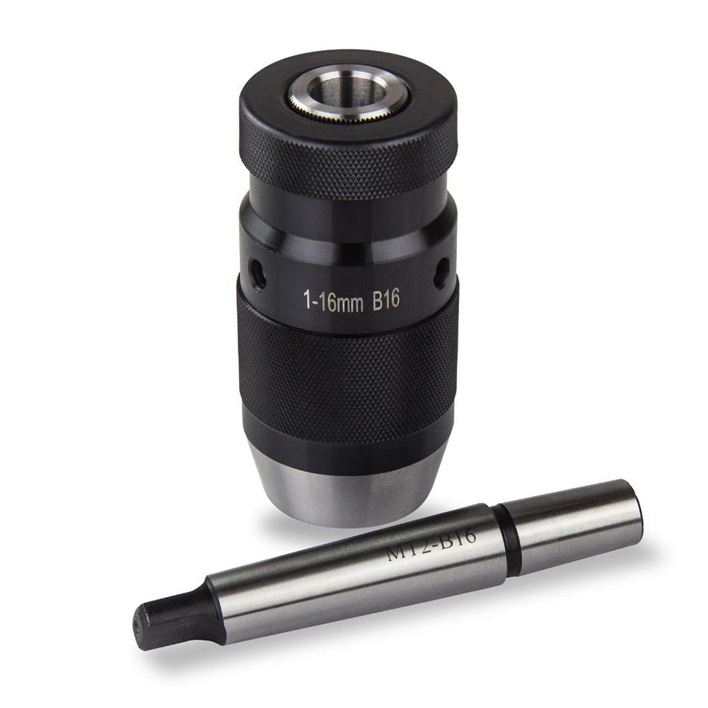 B16 1-16mm Steel Self Tighten Keyless Drill Chuck + MT2-B16 Arbor for Lathe Drill MK2 Drill Chuck Arbor