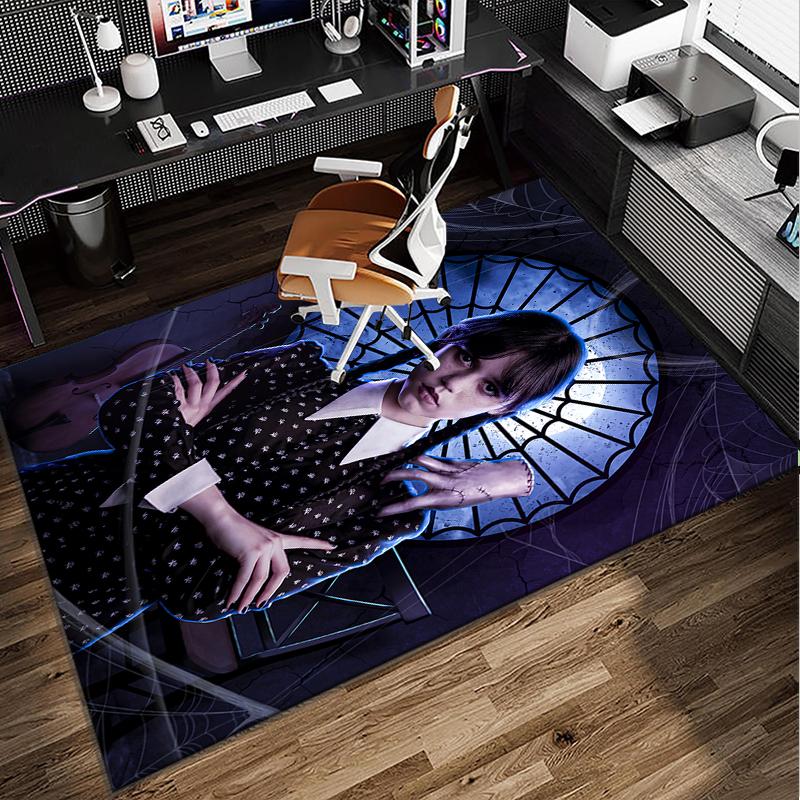 Wednes-day Gothic Family Reunion Office Rug Chair Mat, Game Carpet, Suitable for Front Door, Bedroom, Living Room, Desk, Holiday Gift