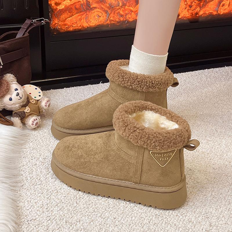 Support customized snow boots women's non-slip and snow-proof fashion cotton shoes piled and thickened short women's shoes