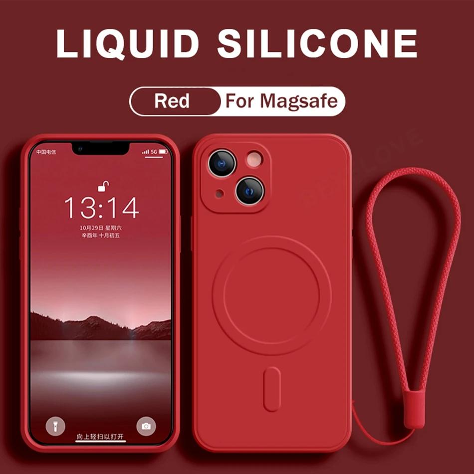 Official Magnetic Case for For Iphone 16 14 11 12 13 Mini 1 Pro Max 8 Plus X XR XS MAX Phone Soft  Protector Lanyard Cover