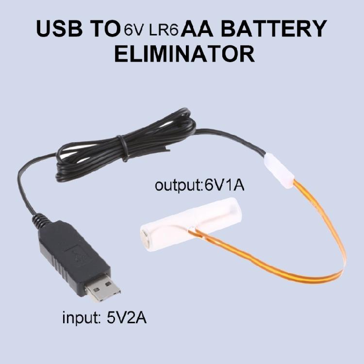 Sustainable USB Battery Conversion Cable for 6V LR6 Battery Operated Devices,Long Wire for Easy Setups