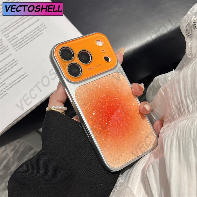 Halation Glitter Camera Window Phone Case For iPhone 17 16 15 14 13 12 Pro Max Glass Lens Protective Hard PC Back Cover