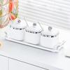 High-End Ceramic Seasoning Jar Set with Spoon - Moisture-Proof and Stylish Salt & Spice Containers for Kitchen