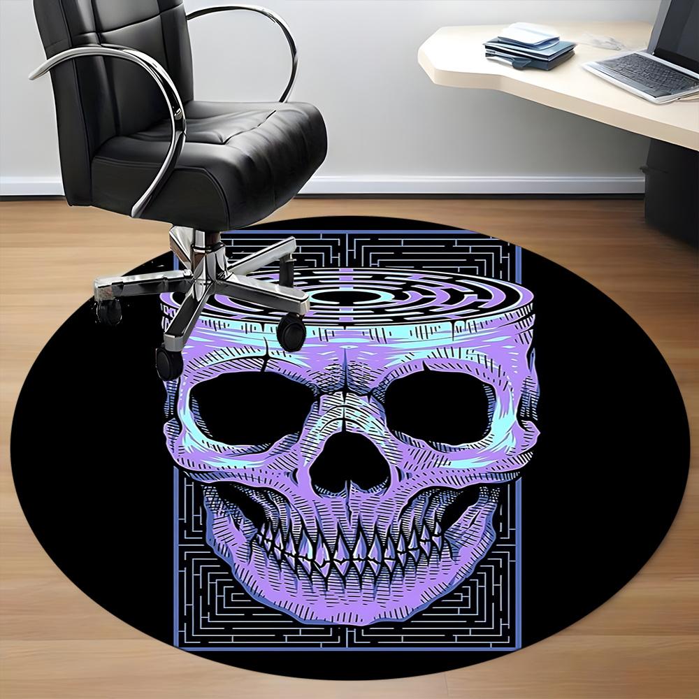 1pc Skull Maze Office Round Area Rug, Indoor Mat Suitable ForOffice, Under Office Chairs Bedroom Living Room Home Decor, Room Deco q116