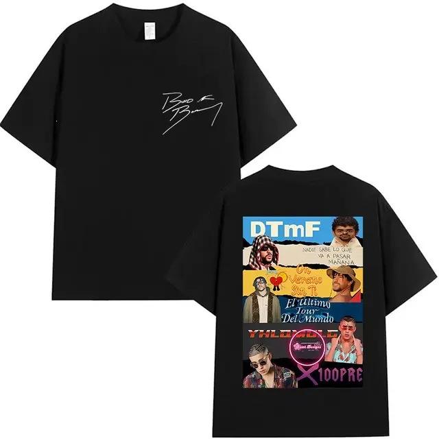 S-XXXL Men Women Singer Rapper Super Star Bad Bunny Printing Tops Adults Unisex Plus Size Short Sleeves Round Neck T-shirt