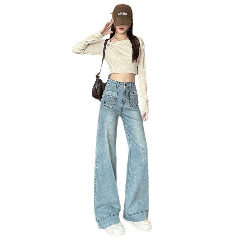 Damen Straight-Leg Jeans: Neue 2025 Lockere, Schlankmachende, Vielseitige Hosen mit weitem Bein für Frühling, Herbst und Winter.