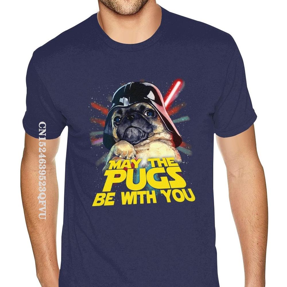 May The Pugs Be With You Tees Shirt Guys Oversized T-Shirt Men's Gothic Anime Tshirt Fashionable Brand Top Vintage Tee Shirt
