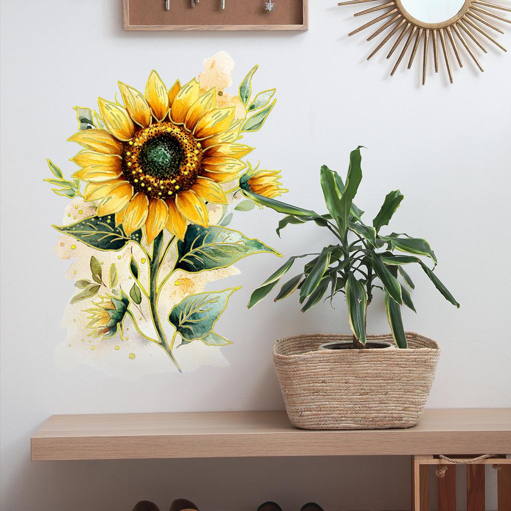 Tj11001 Creative A Large Bunch Of Sunflower Wall Stickers Beautify Decoration Living Room Bedroom Background Self-Adhesive Wall Stickers