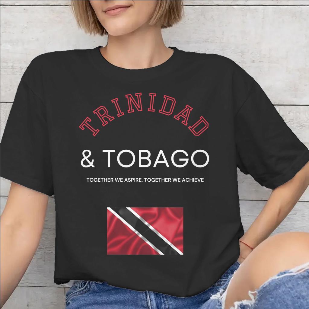 Trinidad and Tobago Flag Football Printed T Shirt Unisex Unisex Cotton Tee Shirt Clothes