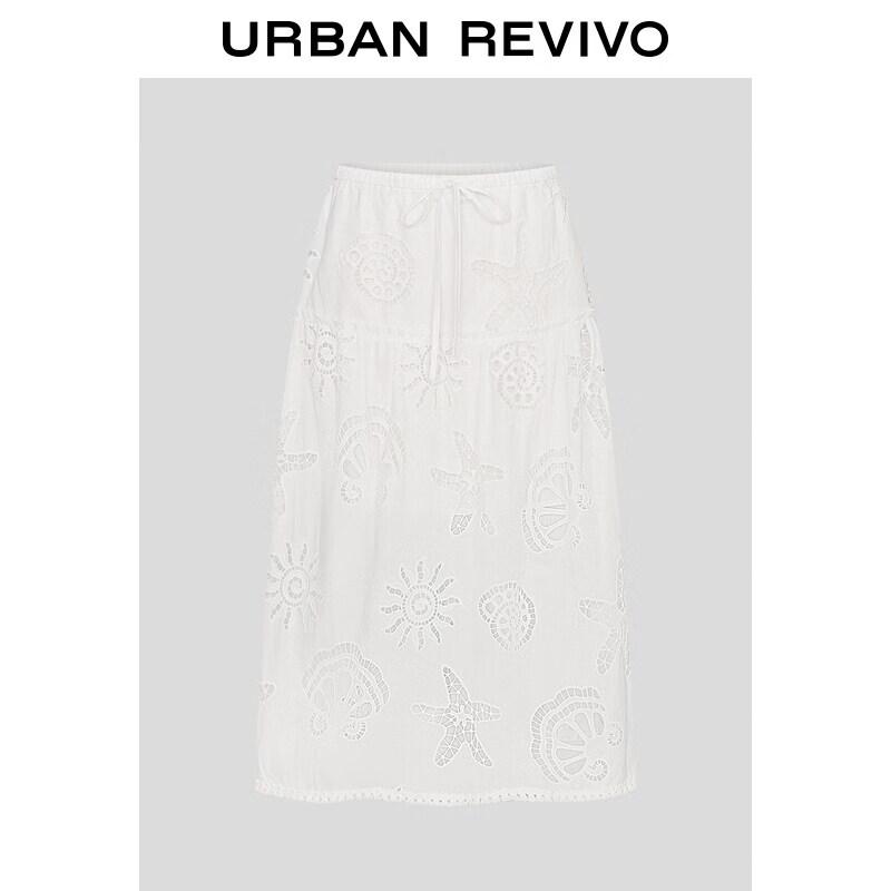 UR2026 Women s Embroidered Tassel Tie-Waist Skirt S