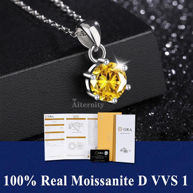 S925 Sterling Silver High Jewellery 100% Moissanite Pendant Necklace D Colour with GRA Certificate for Ladies' Wedding, Party