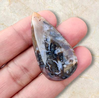 Tear Drop Shape Natural Turkish Stick Agate Cabochon Gemstone, 48.90 Carat, 47x24x6 MM Size Cabochon.