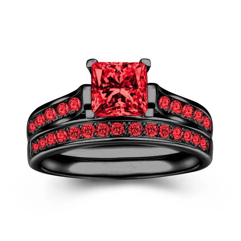 Fashion Couple Rings Women's White Rhinestones Zircon Ring Sets Men's Stainless Steel Celtic Dragon Rings Wedding Band Jewelry