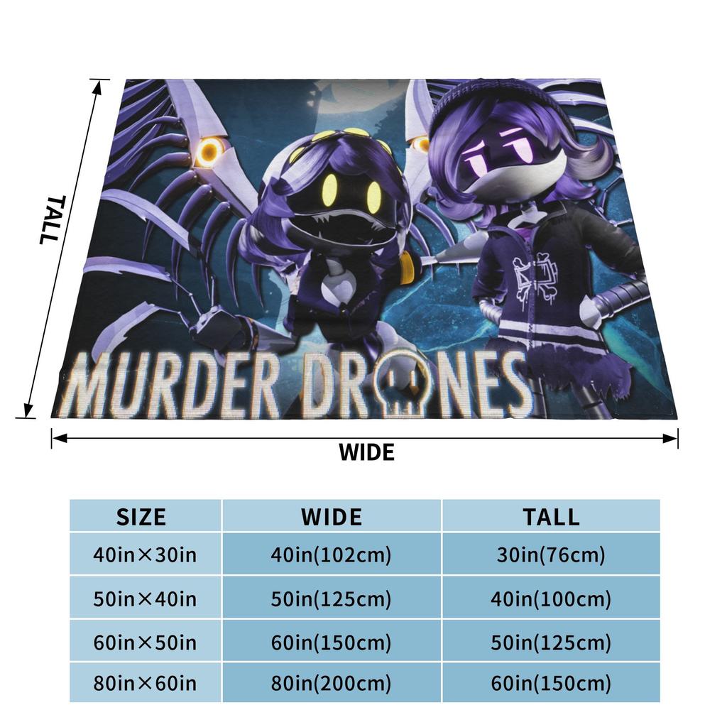Cartoon Murder Drones Anime Blanket Flannel Summer Autumn Winter Breathable Ultra-Soft Throw Blanket for Bed Travel Rug Piece