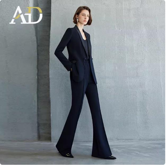 Elegant Spring & Autumn Chinese Buckle Suit Set for Women with Micro Flare Pants