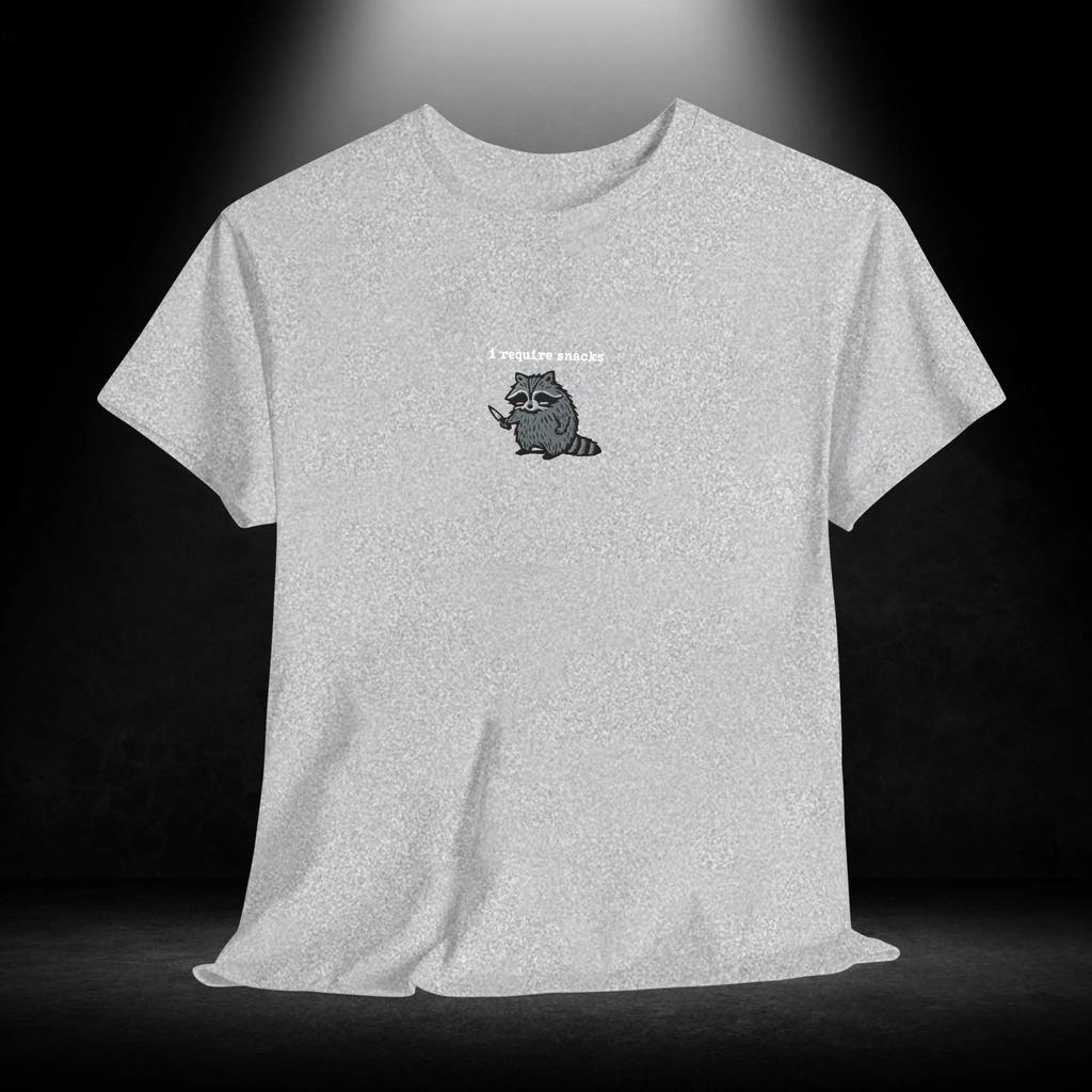 Men's Summer T-shirt I Require Snacks Raccoon Print Crew Neck Short-sleeved Top Casual Loose Sportswear Fashion Homewear