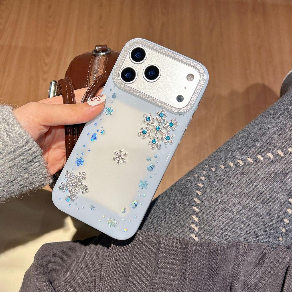 Silver Glitter Snowflake Stars iPhone 17 Pro Max Dual-Layer Case for Apple 16/15/14.