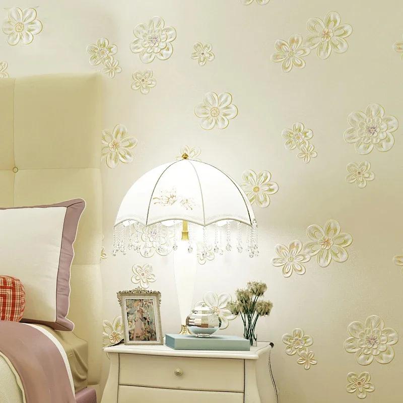 9.5M Thickened 3D Warm Wallpaper for Girls' Room Non woven Non Self Adhesive Wallpaper bedroom decoration