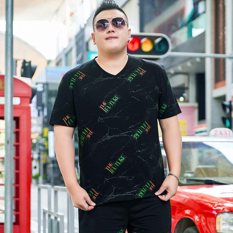 Летняя толстая мужская свободная футболка с половиной рукавов с модным принтом — фото 3