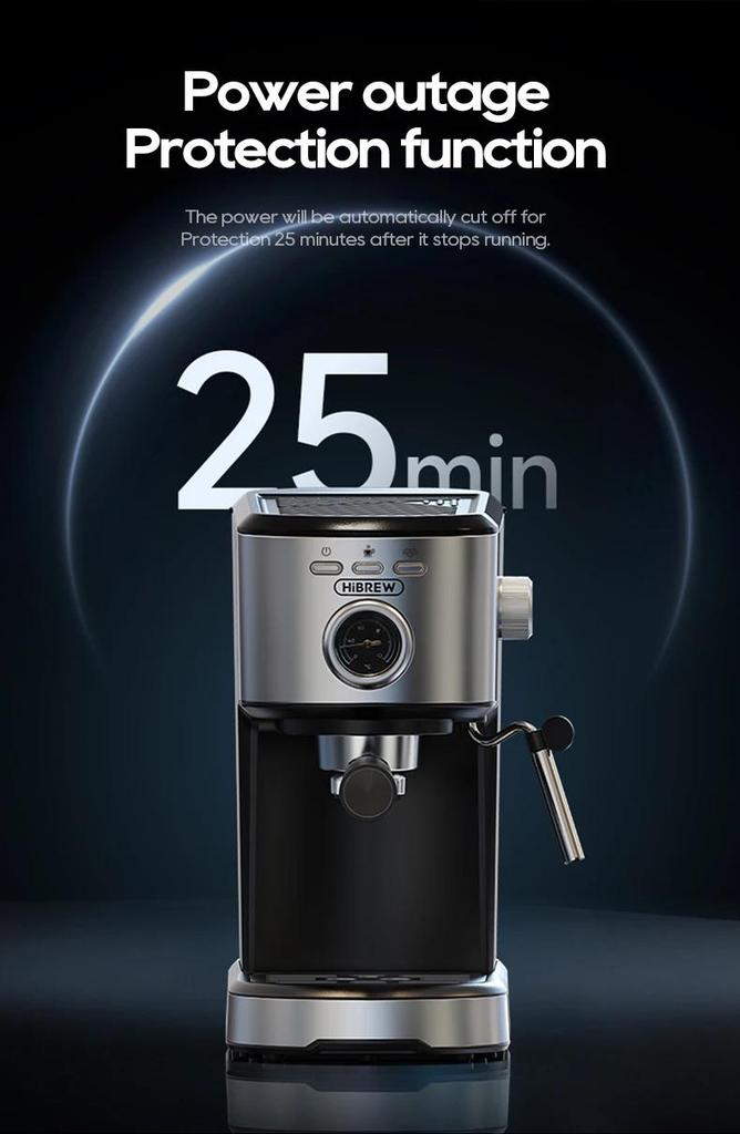 New HiBREW Espresso Coffee Machine Cafetera Semi Automatic Coffee Maker 20Bar Visual Temperatura H5A