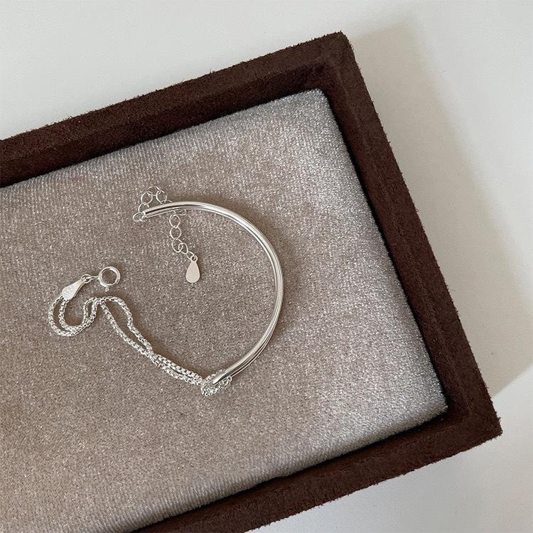 S925 Sterling Silver Line Knotted Bracelet Women's Simple Fashion Temperament Bracelet Ins Niche Elegant Hand Jewelry
