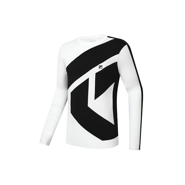 FILA Athletics Series Golf Long Sleeve Crew Neck Knit Shirt Men Tops Jade-White A11M245404F-WT