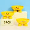 Cute Yellow Duck-Shaped Plastic Soap Dish with Drainage Holes for Bathroom