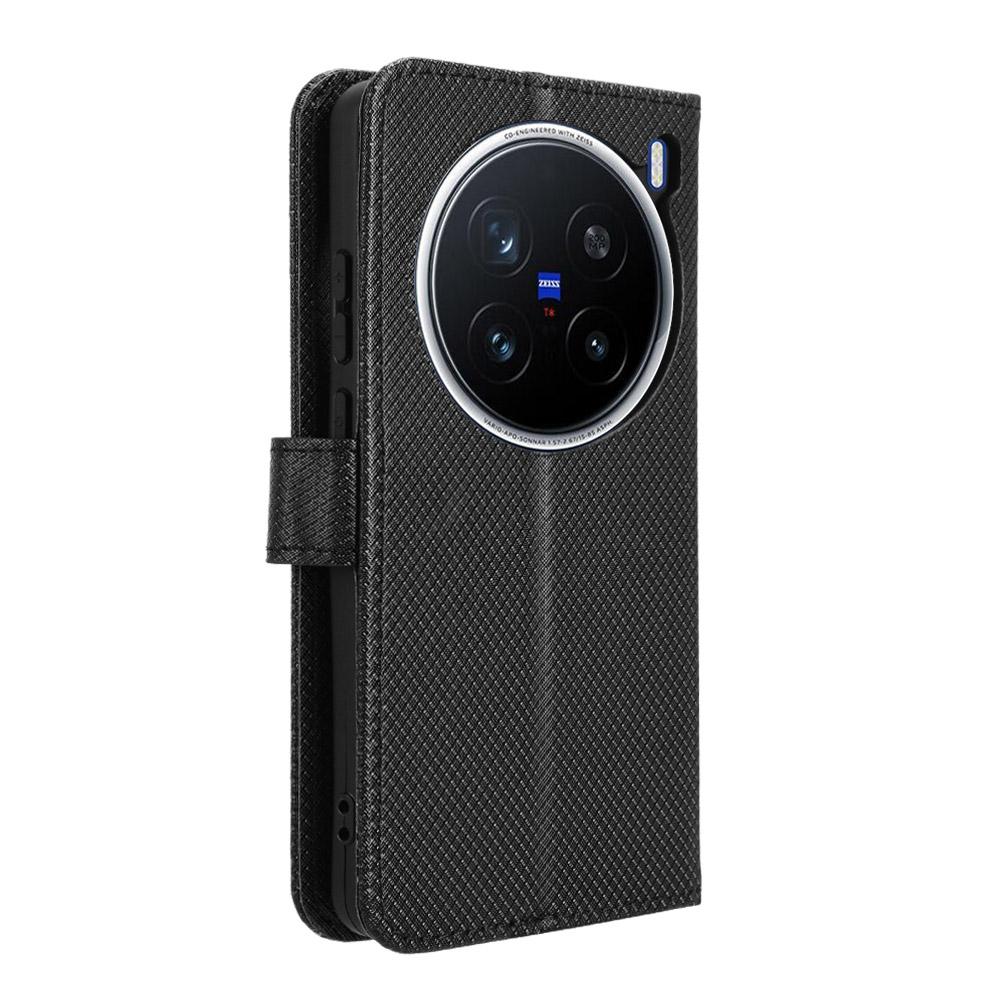 For Vivo X200 Pro 5G Case PU Leather Diamond Texture Wallet Phone Cover