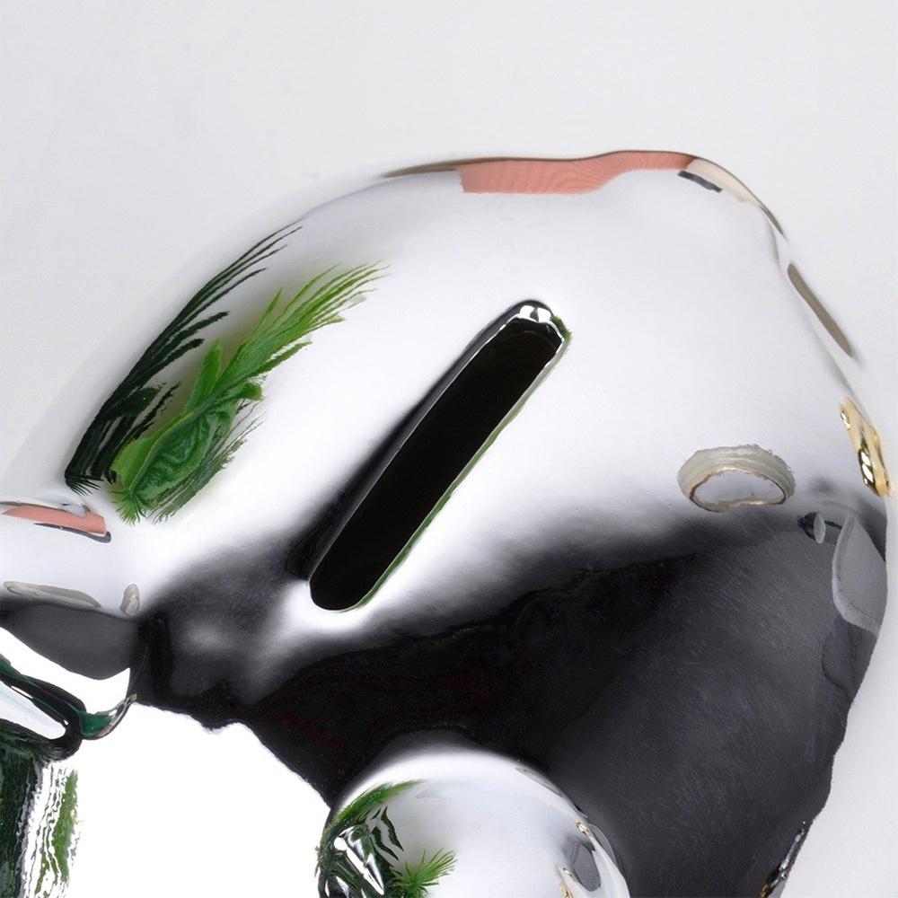 Ceramic Mirror Silver Piggy Bank 11.5 X 9 Cm