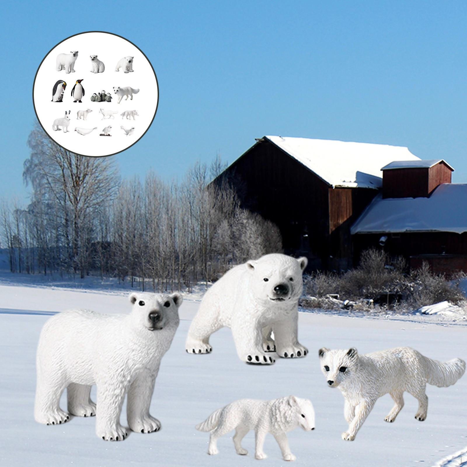 Animal Model Arctic Rabbits Penguins Display Educational Toy Set for Kindergarten Home Preschool 14pcs