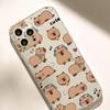 Cartoon Dog Head Clear Anti-Drop Case for iPhone 14/15/16/17 Pro Max Series