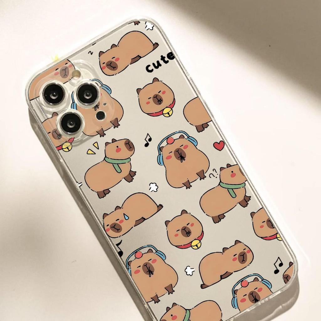 Cartoon Dog Head Clear Anti-Drop Case for iPhone 14/15/16/17 Pro Max Series
