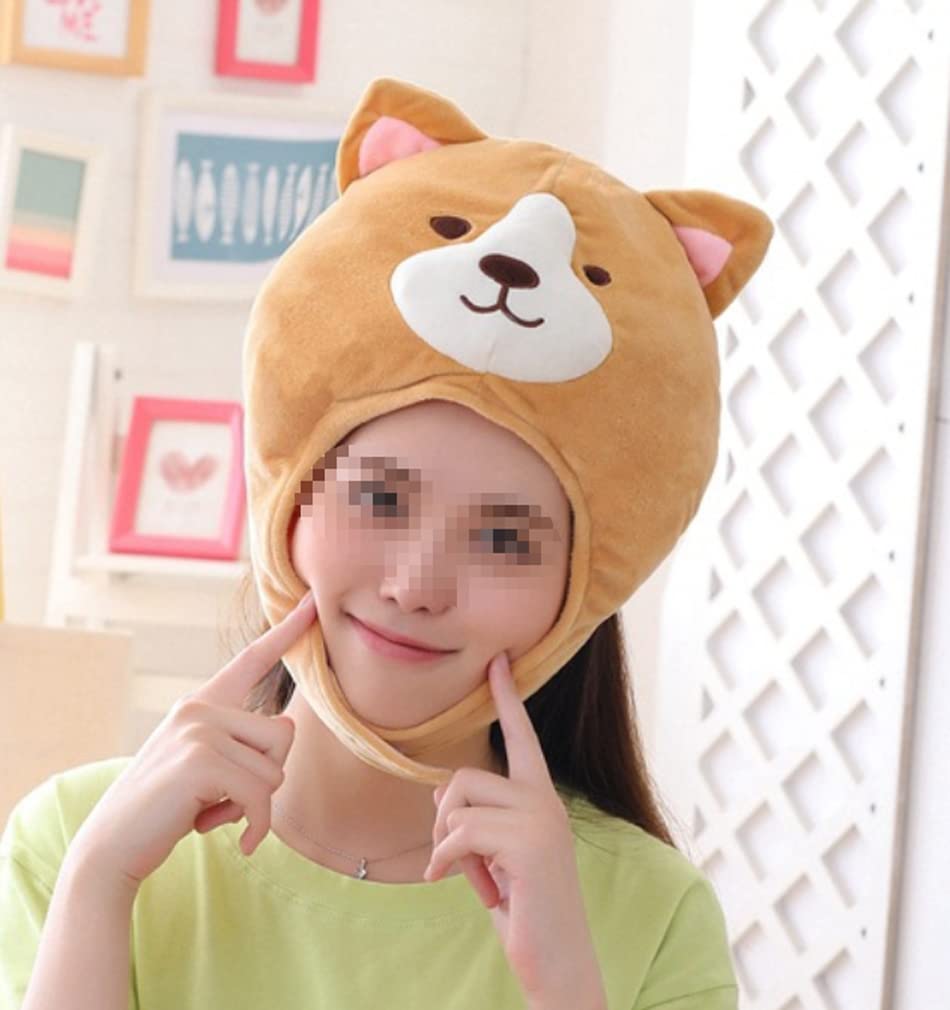 DOKiDOKi Shiba Inu Hat Cosplay Dog Japanese Dog Transformation Mask Head Headgear Plush Kigurumi Headwear Fluffy Cute Halloween Puppy Dog [Cute]