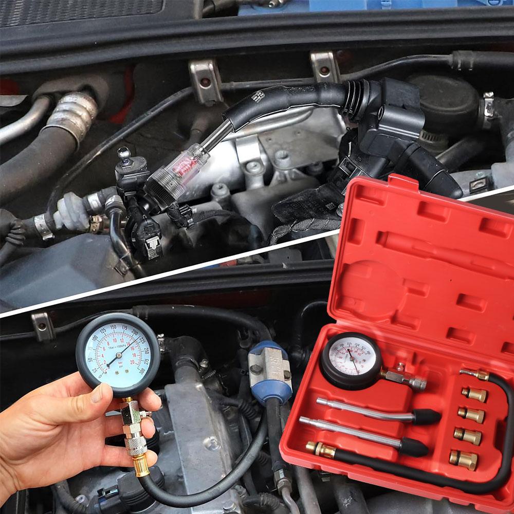 Manometr Zestaw Testera Cylindrów Samochodowych Miernik Kompresji Silnika Benzynowego z Adapterami M10 M12 M14 M18 Narzędzia Samochodowe