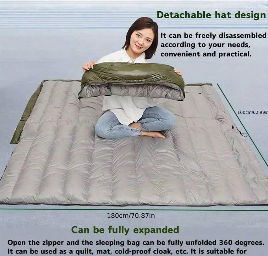 Fengzel Outdoor Sleeping Hands and Feet Feather Minimum Operating Temperature Suitable for Three Disaster Cold Weather Down Sleeping Bag 1000g Down