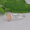 Rose Chalcedony Ring, Round Gemstone Ring, 925 Sterling Silver Thin Band, Pink Chalcedony Ring, Minimalist Gemstone Jewelry, Gift for Her