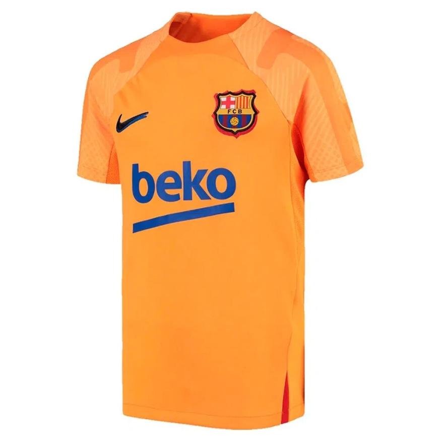 Nike Color Block Logo Print Round Neck Short Sleeve Barcelona Football Jersey 2021-2022 Season Men Jersey Orange DH7707-837