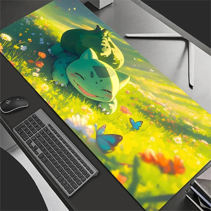 Extra Large Gaming Mouse Pad Computer Gamer Laptop Keyboard Carpet Mouse Mat NonSlip Rubber Xxl PPokemons Bulbasaur Table Rug